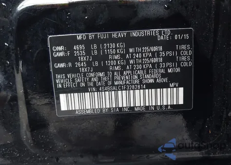 2015 Subaru Outback 2.5I Limited from USA, damaged, VIN 4S4BSALC1F3282814